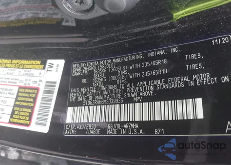 2021 Toyota Highlander Xle from USA, damaged, VIN 5TDGZRAH6MS039935